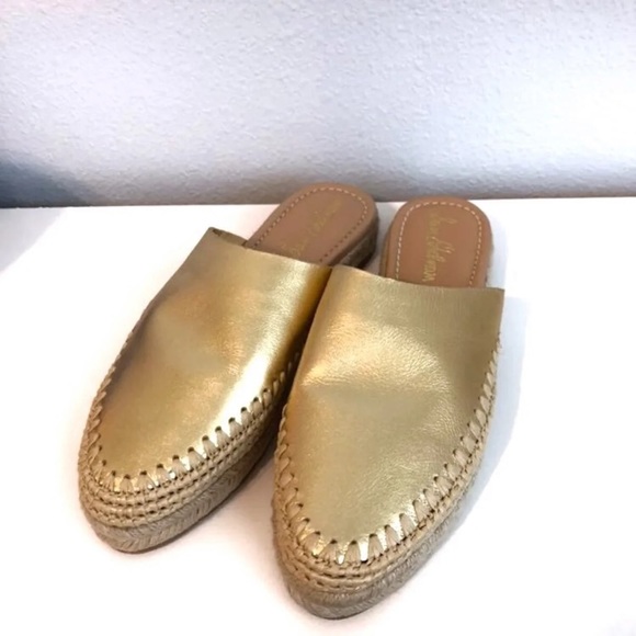 Sam Edelman Shoes - SAM EDELMAN GOLD ESPADRILLE SLIDES 7